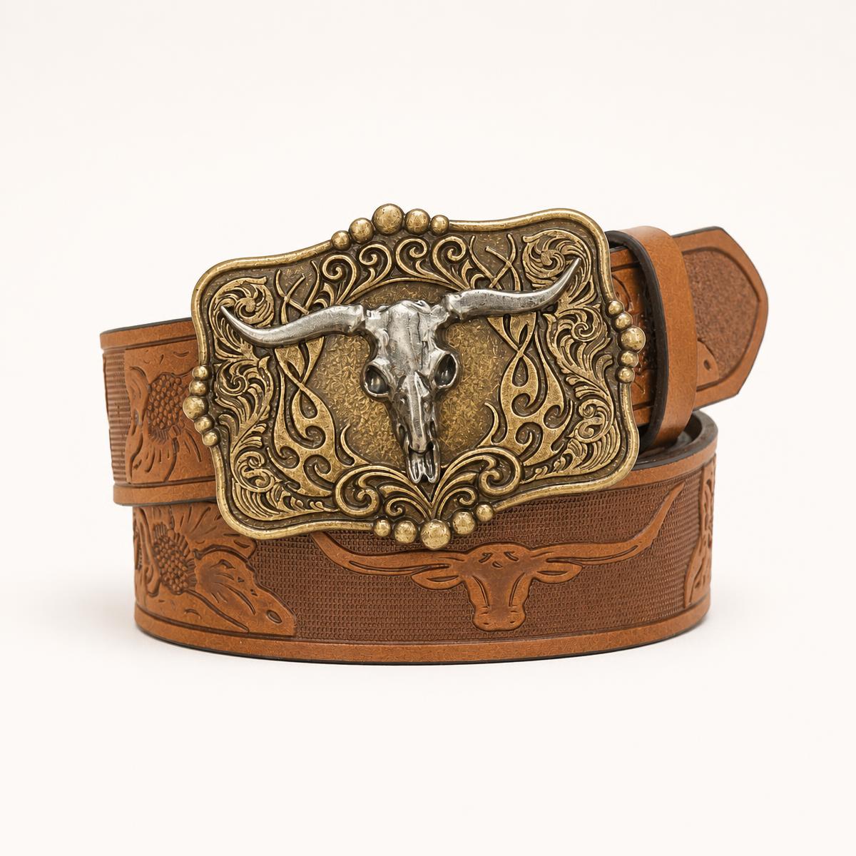 Ceinture homme cuir marron gaufrée