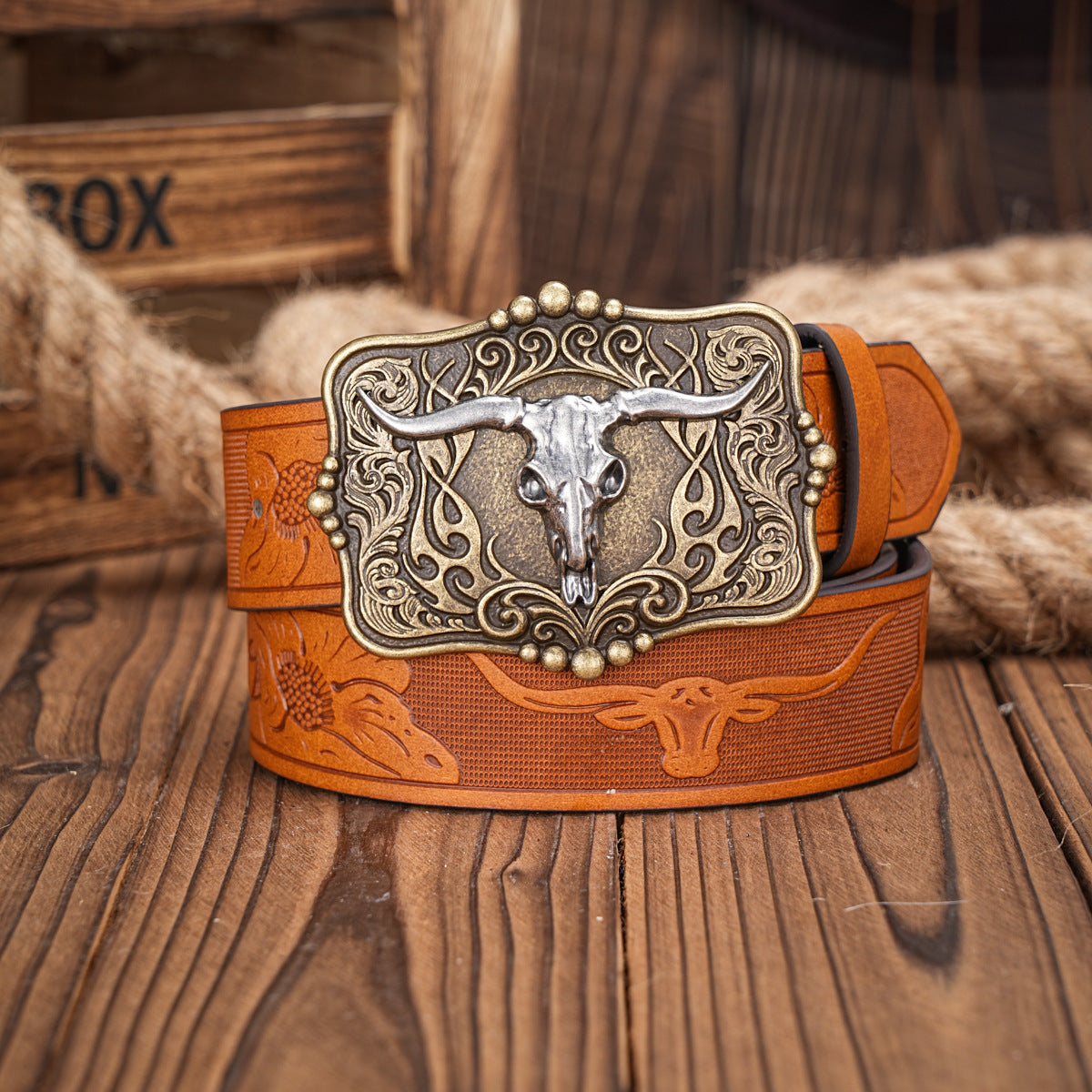 Ceinture homme cuir marron gaufrée