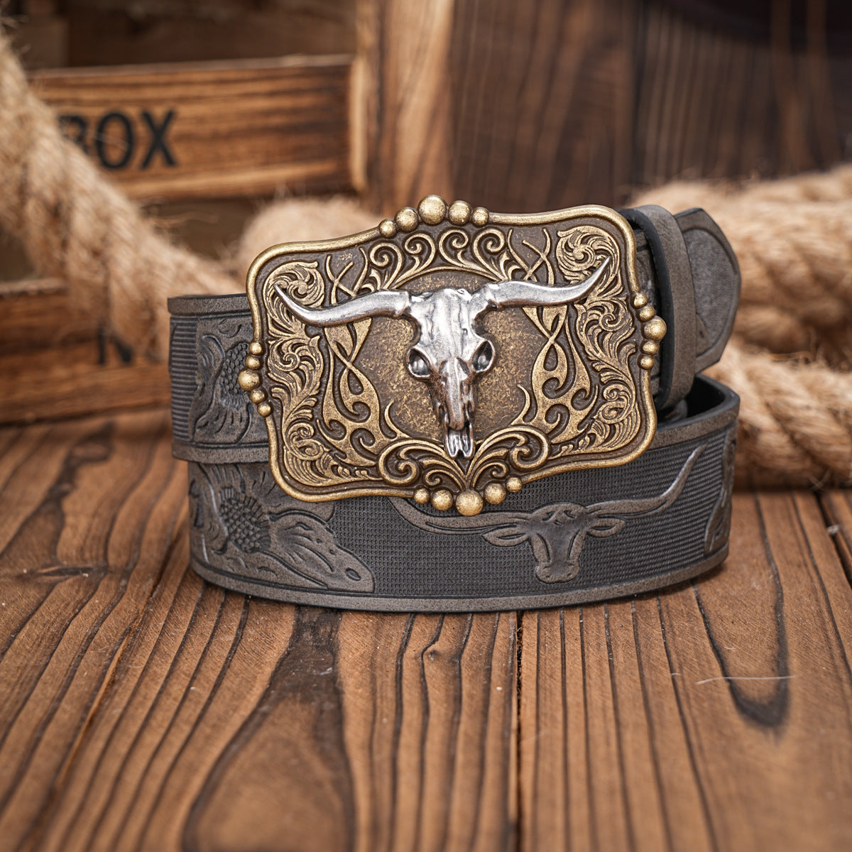 Ceinture homme cuir marron gaufrée