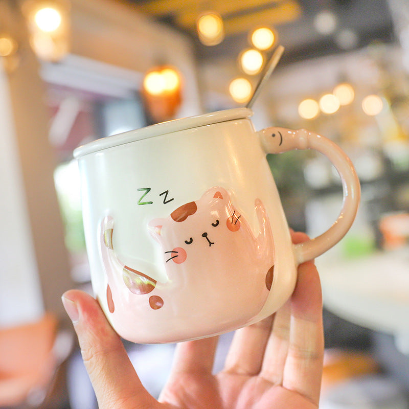 Mug Chat Mignon Couvercle Cuillère