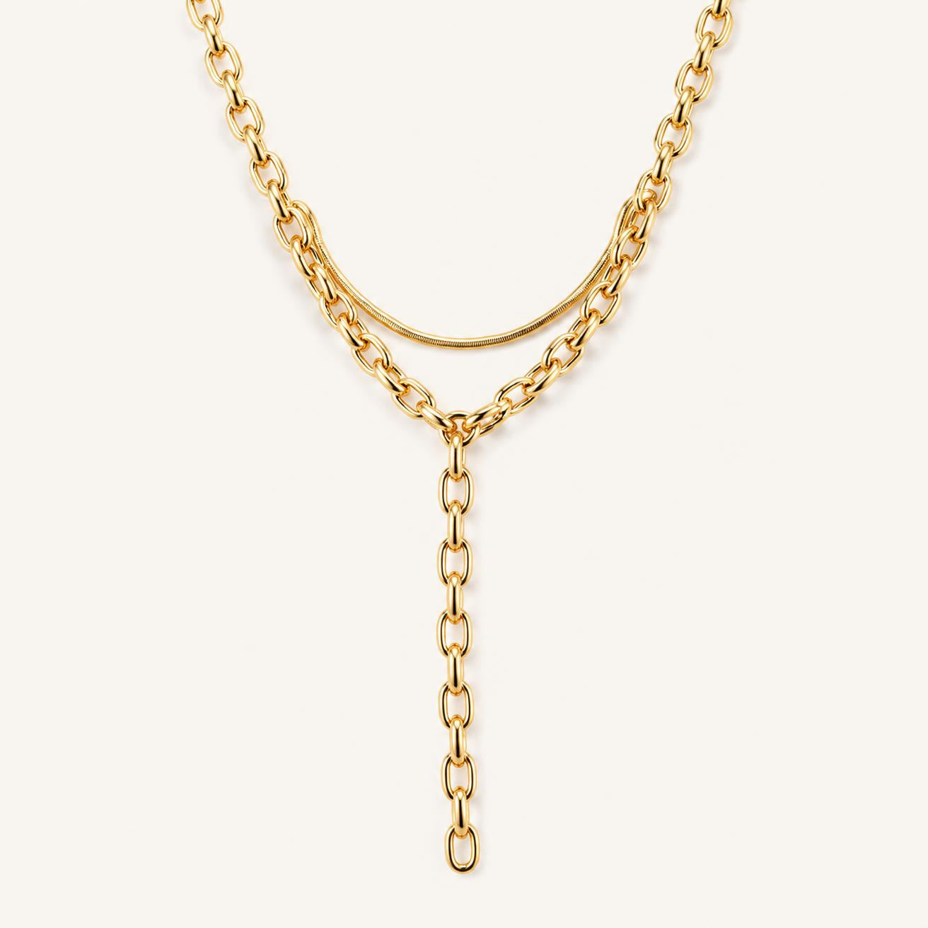 Collier Multicouche Maille Serpent Épaisse