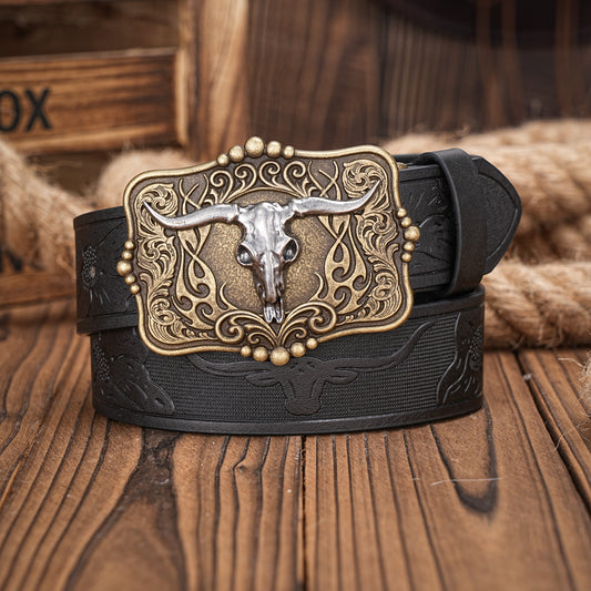 Ceinture homme cuir marron gaufrée