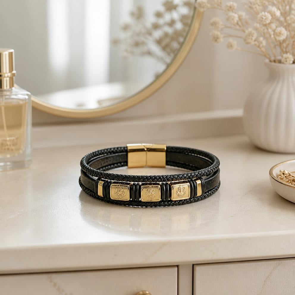 Bracelet en cuir vintage pour homme au style brut et intemporel