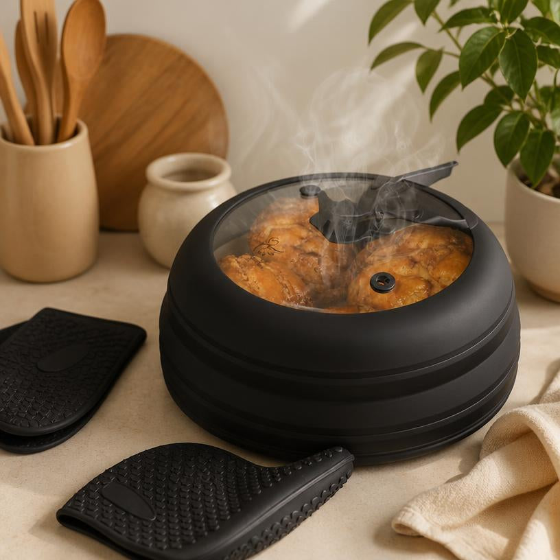 Cloche micro-ondes anti-éclaboussures pliable en silicone