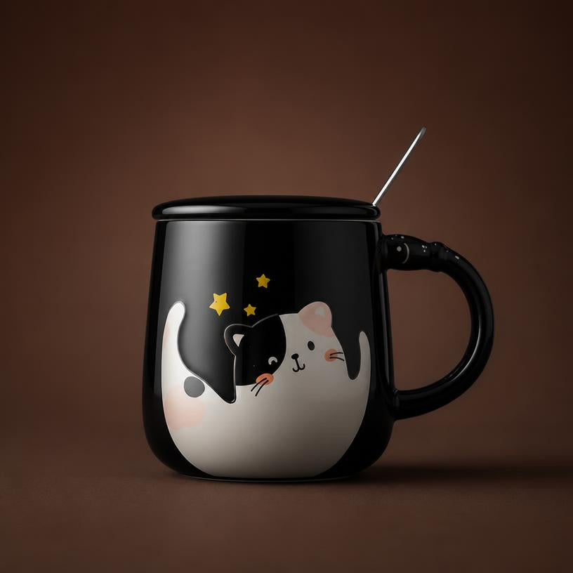 Mug Chat Mignon Couvercle Cuillère