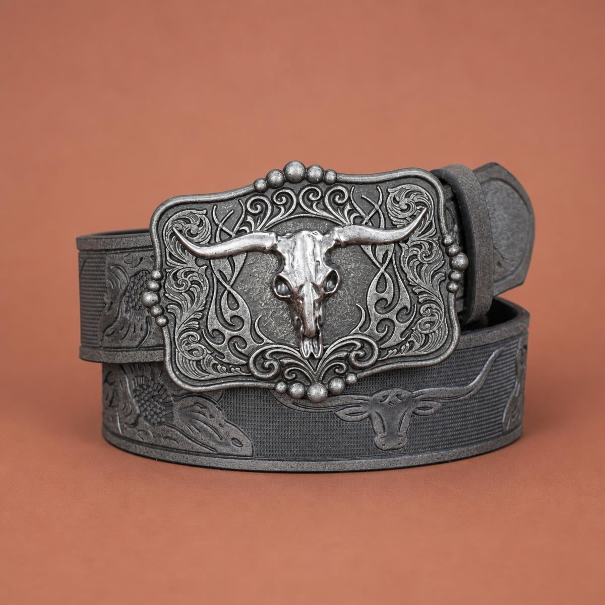 Ceinture homme cuir marron gaufrée