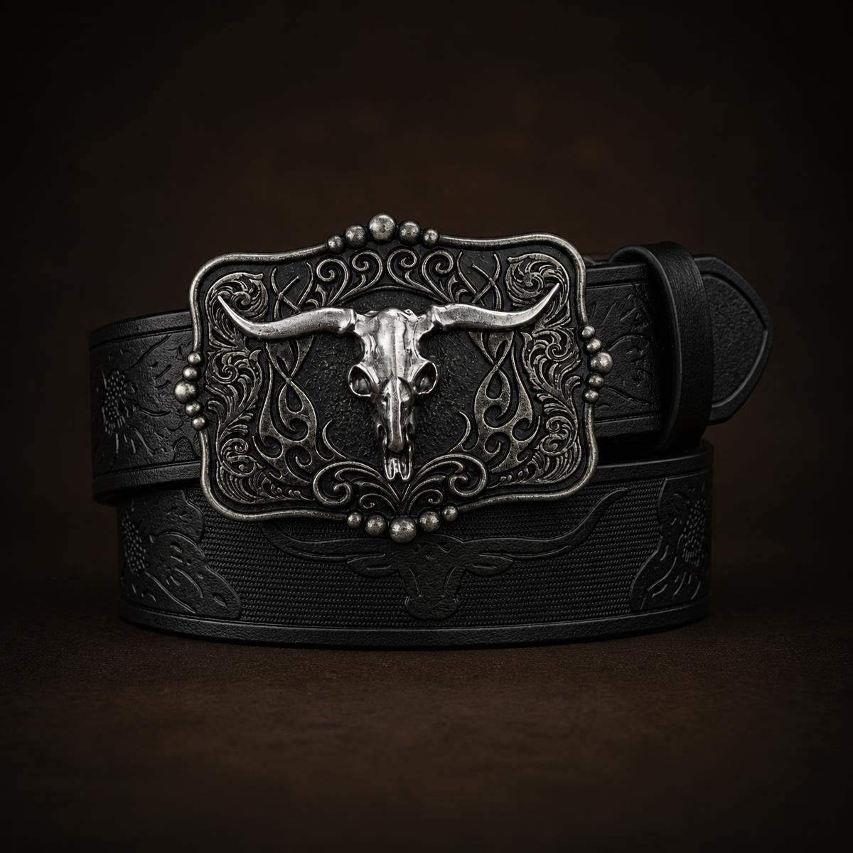 Ceinture homme cuir marron gaufrée