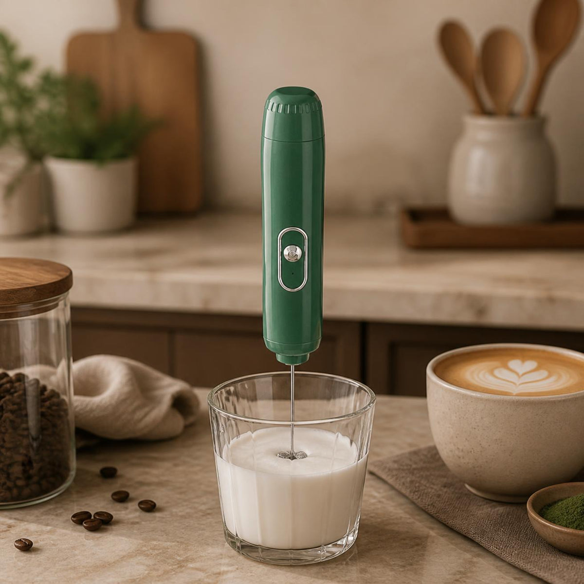 Mousseur à lait électrique sans fil pour cappuccino et boissons mousseuses