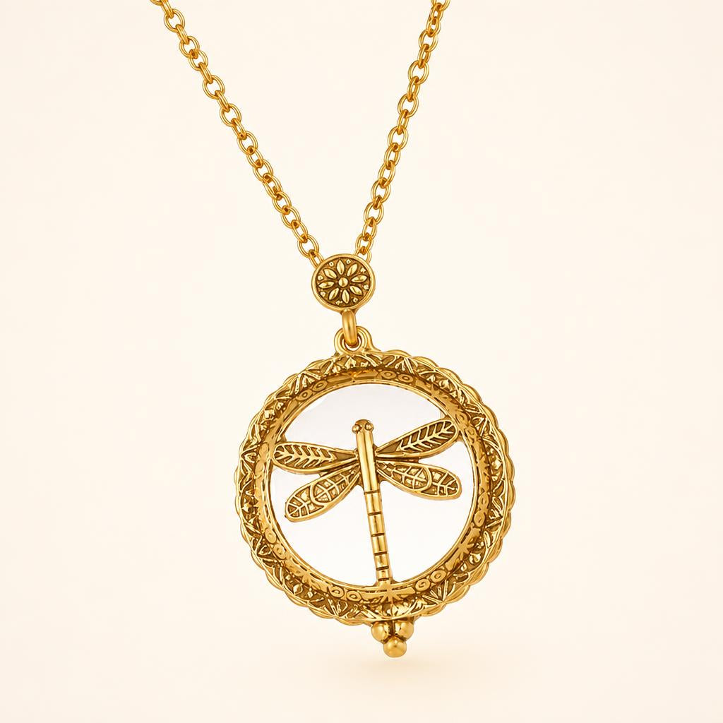 Collier Loupe Libellule Vintage Personnalisé