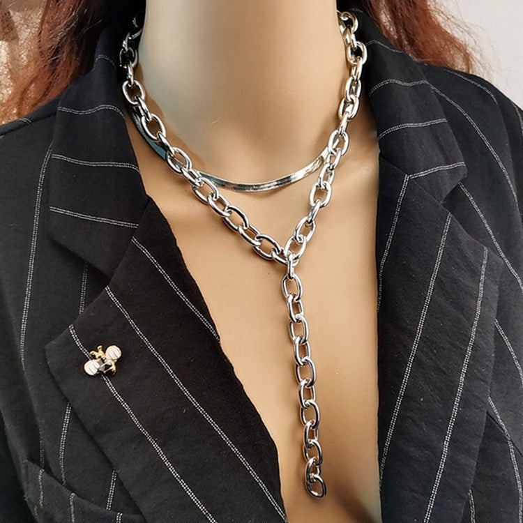 Collier Multicouche Maille Serpent Épaisse
