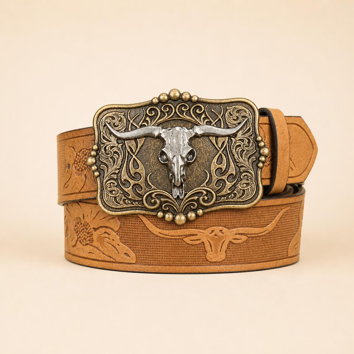 Ceinture homme cuir marron gaufrée