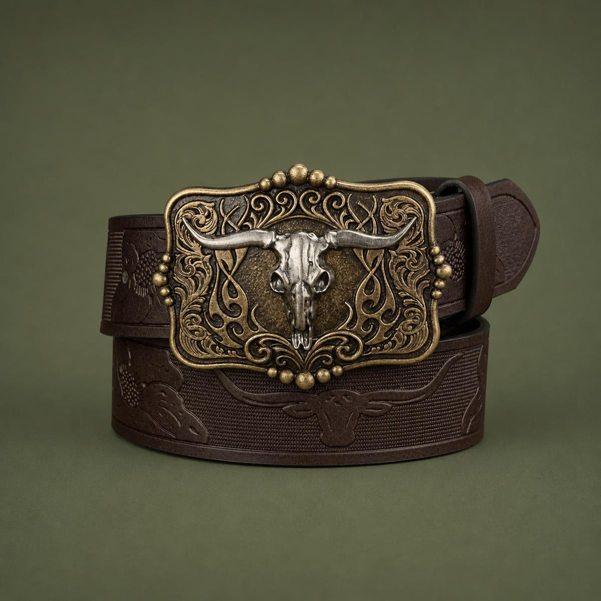 Ceinture homme cuir marron gaufrée