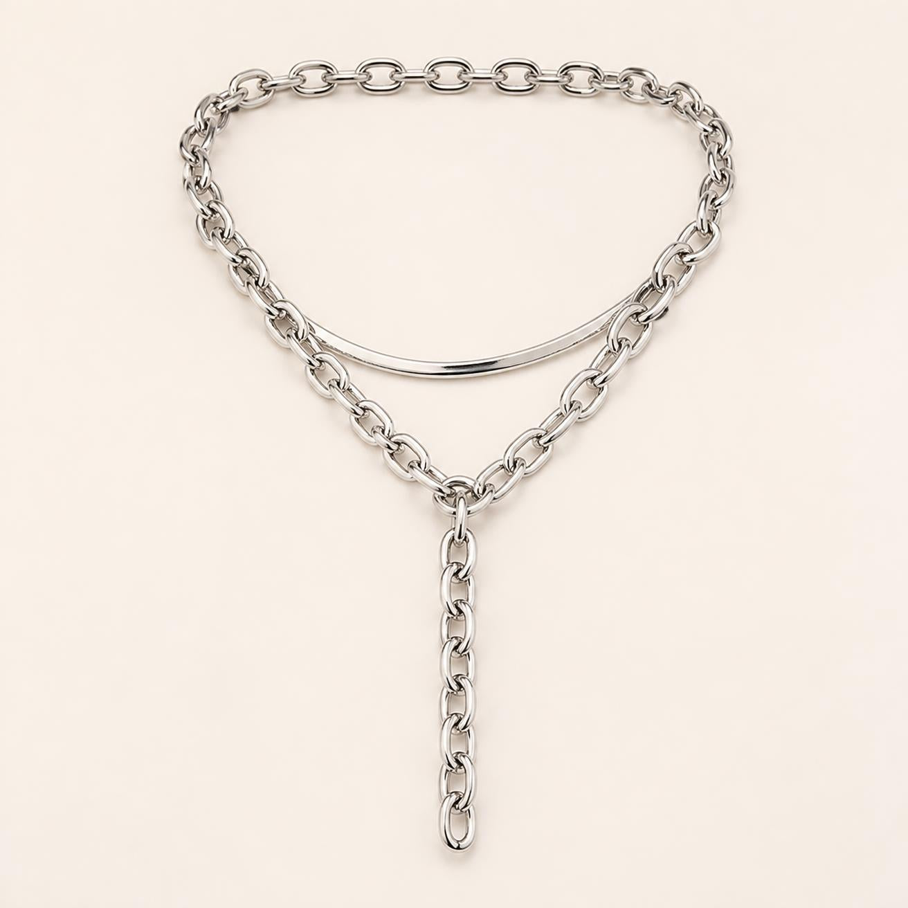Collier Multicouche Maille Serpent Épaisse