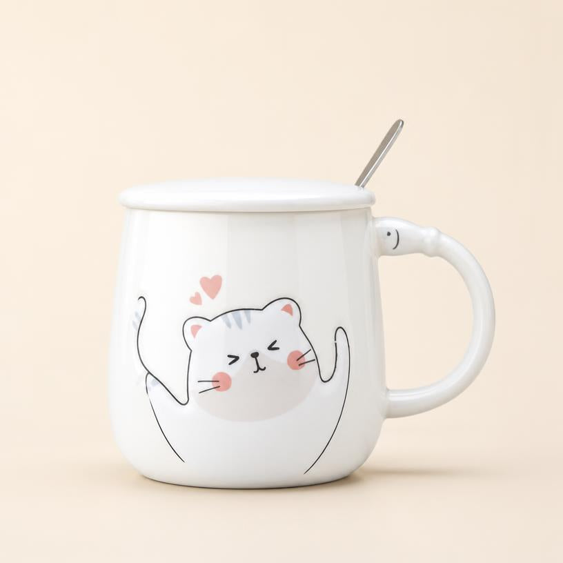 Mug Chat Mignon Couvercle Cuillère