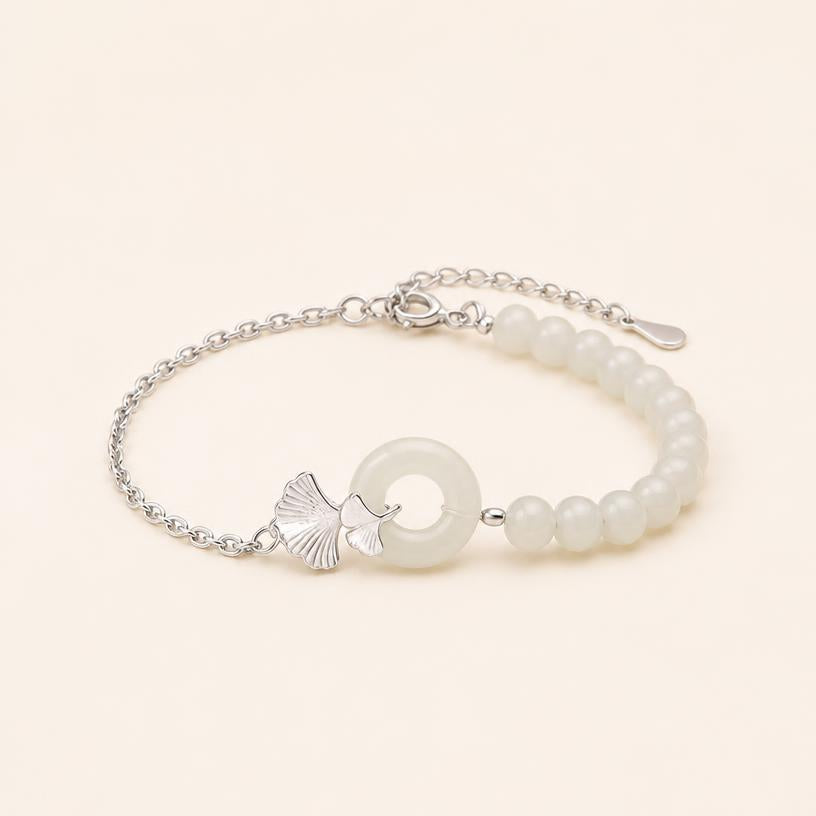 Bracelet Jade Boucle Paix Argent